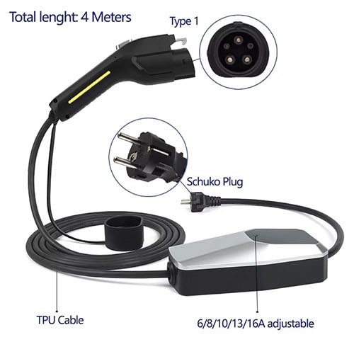 3-EVMOTIONS Zeta EVSE Type1 (max. 16A) Elektromos autó töltőkábel